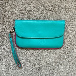 Baekgaard Turquoise Wristlet Clutch